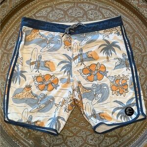 O’NEILL Artist Collab NICK SIMICH Tropical Print Board Shorts, 36